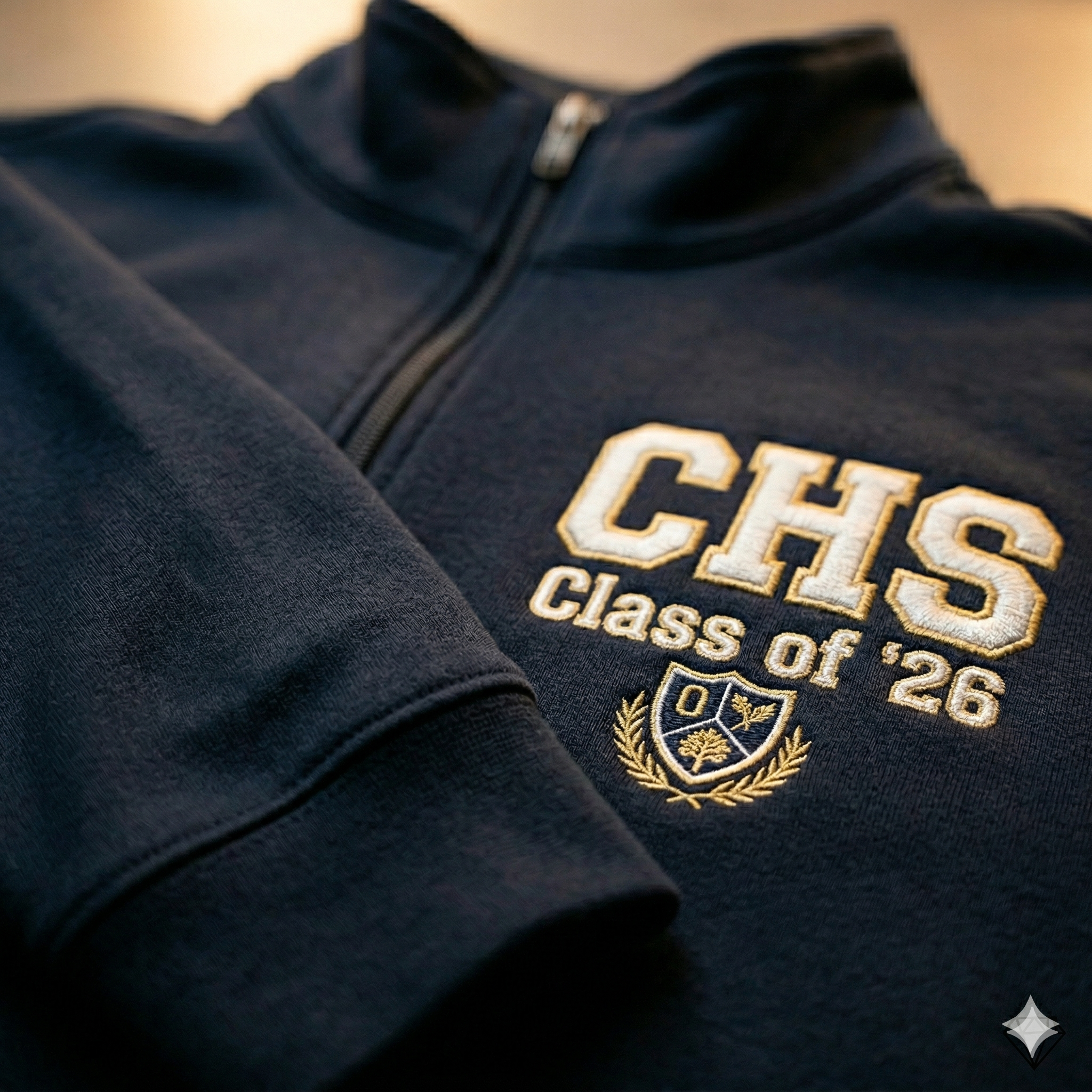 CHS quarter zip closeup